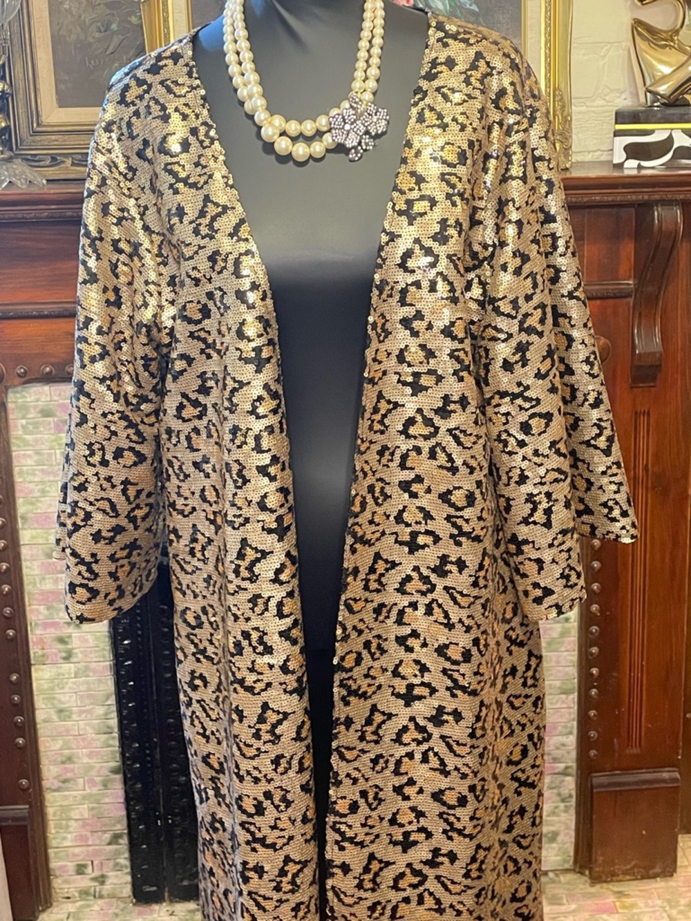Gold and Black Sequin Long Jacket